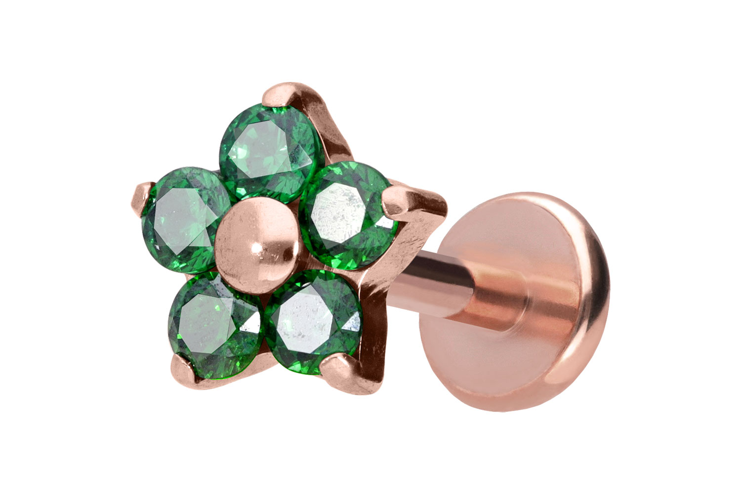 Titan Labret Piercing mit Push Fit KRISTALLBLUME